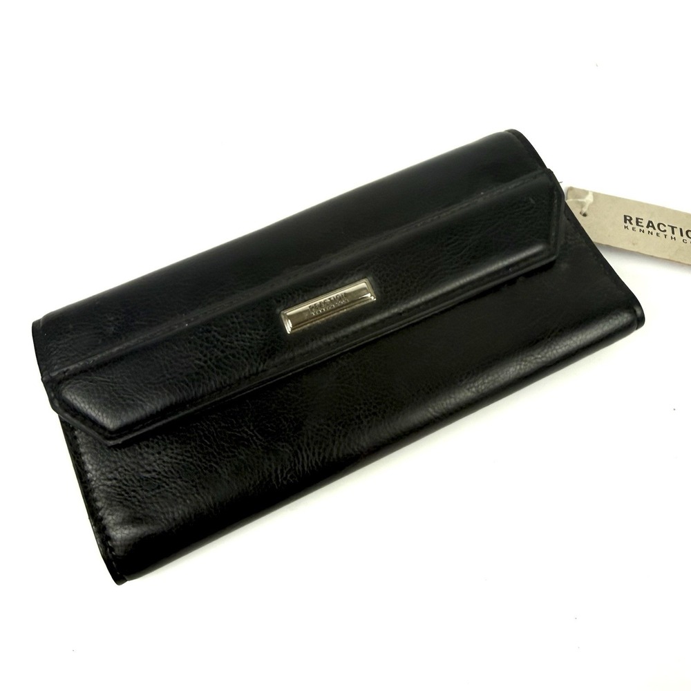 Kenneth Cole Reaction Wallet Black Faux Leather Trifold Wallet Womens Brand‎ New - Picture 4 of 10